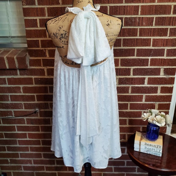 Sachin + Babi Dresses & Skirts - Sachin & Babi White Adeline Halter Neck Sleeveless Swing Bow Mini Dress 8 NWT